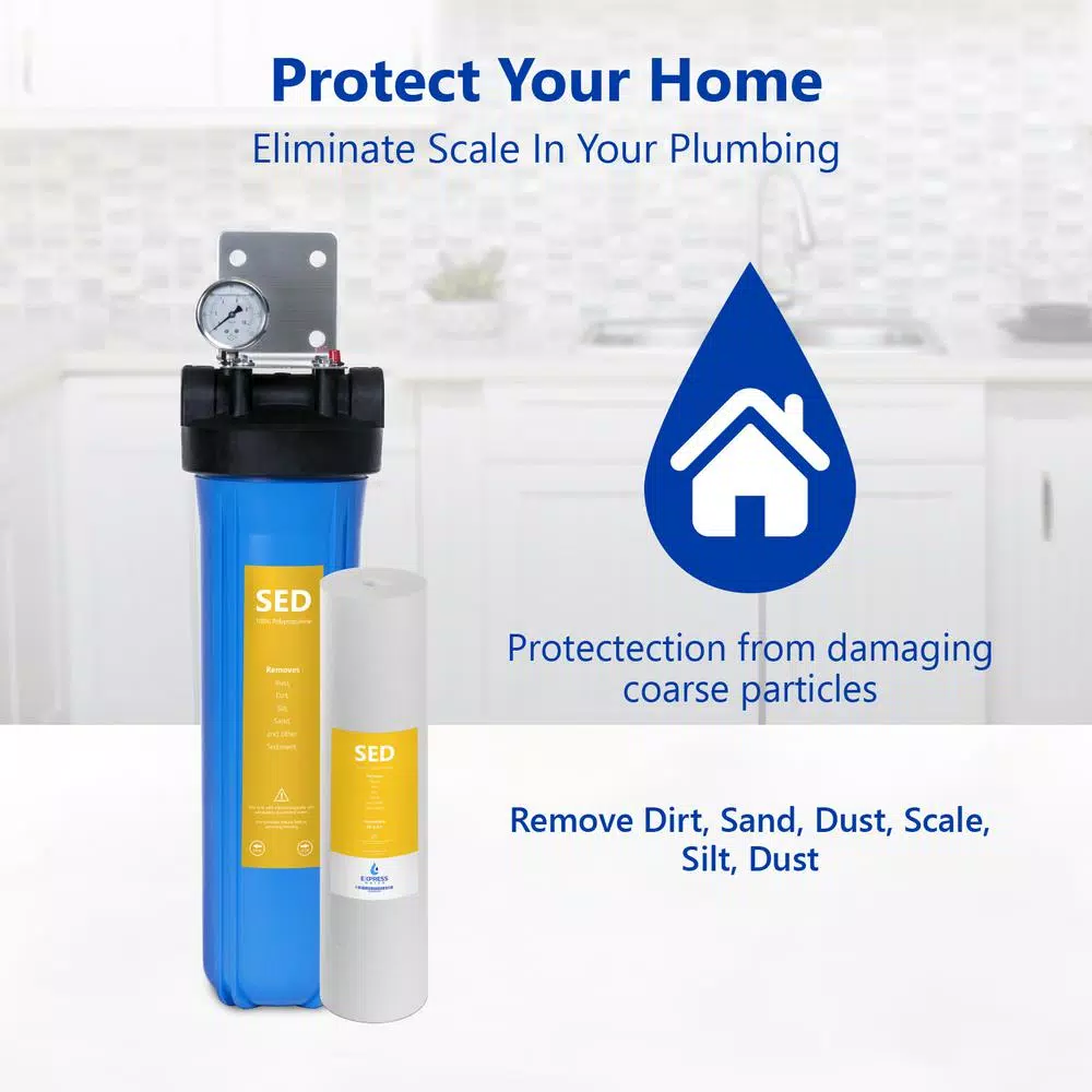 Express Water 1-Stage Whole House Sediment Water Filtration System with Pressure Gauge
