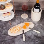 Creative Home Natural Champagne Marble Oval Serving Tray - 14 in. Beige Cheese & Pastry Board thumbnail 4