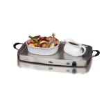 Elite Platinum Triple Deluxe Warming Tray and Buffet Server Set with 7.5 Qt. Stainless Steel Pan thumbnail 2
