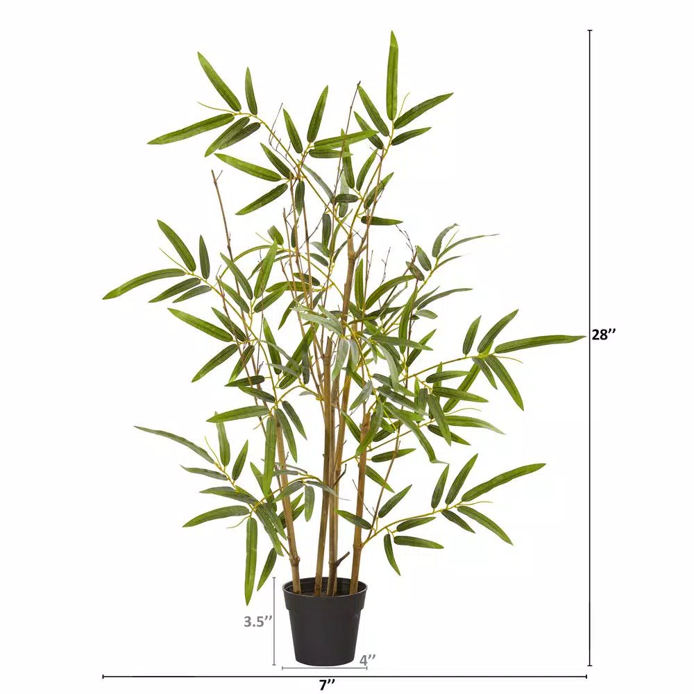 Nearly Natural 28 in. Artificial Bamboo Tree with Black Planter