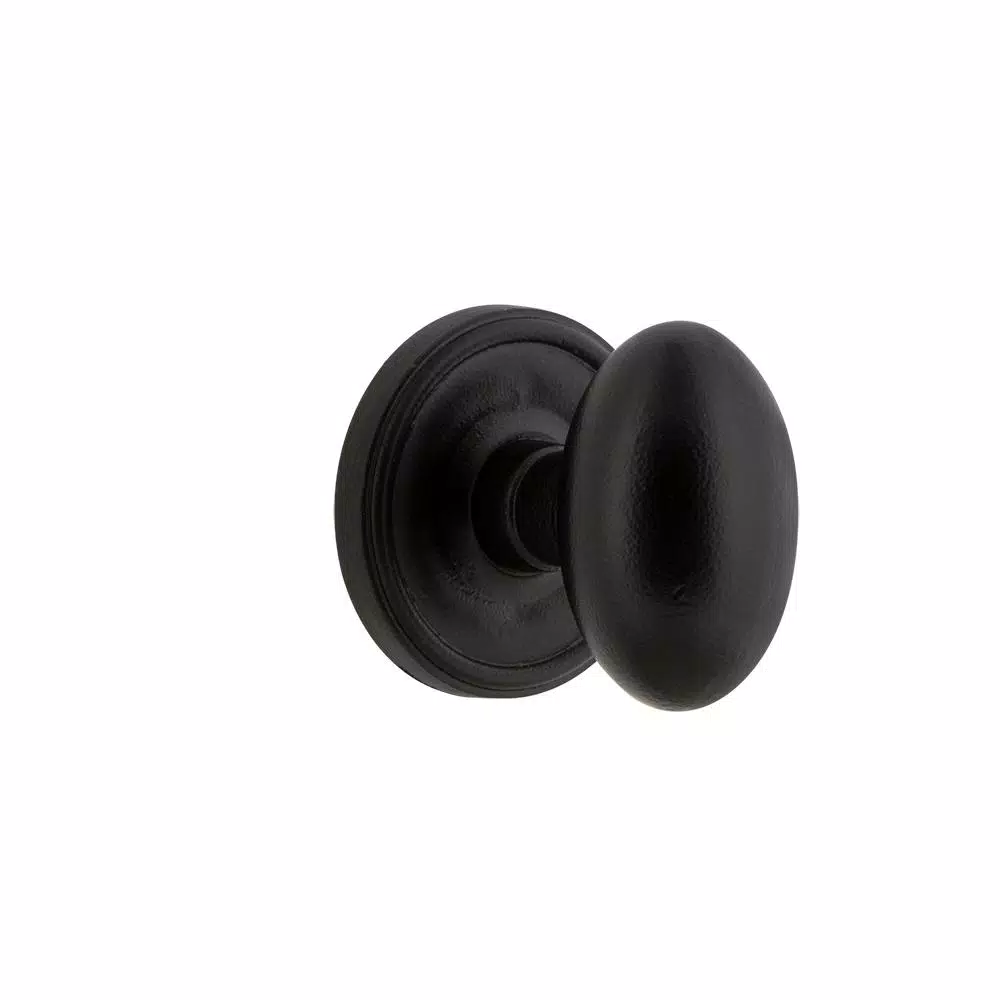 Unbranded Loch Rosette Black Iron Passage Egg Style Door Knob - Ageless Iron