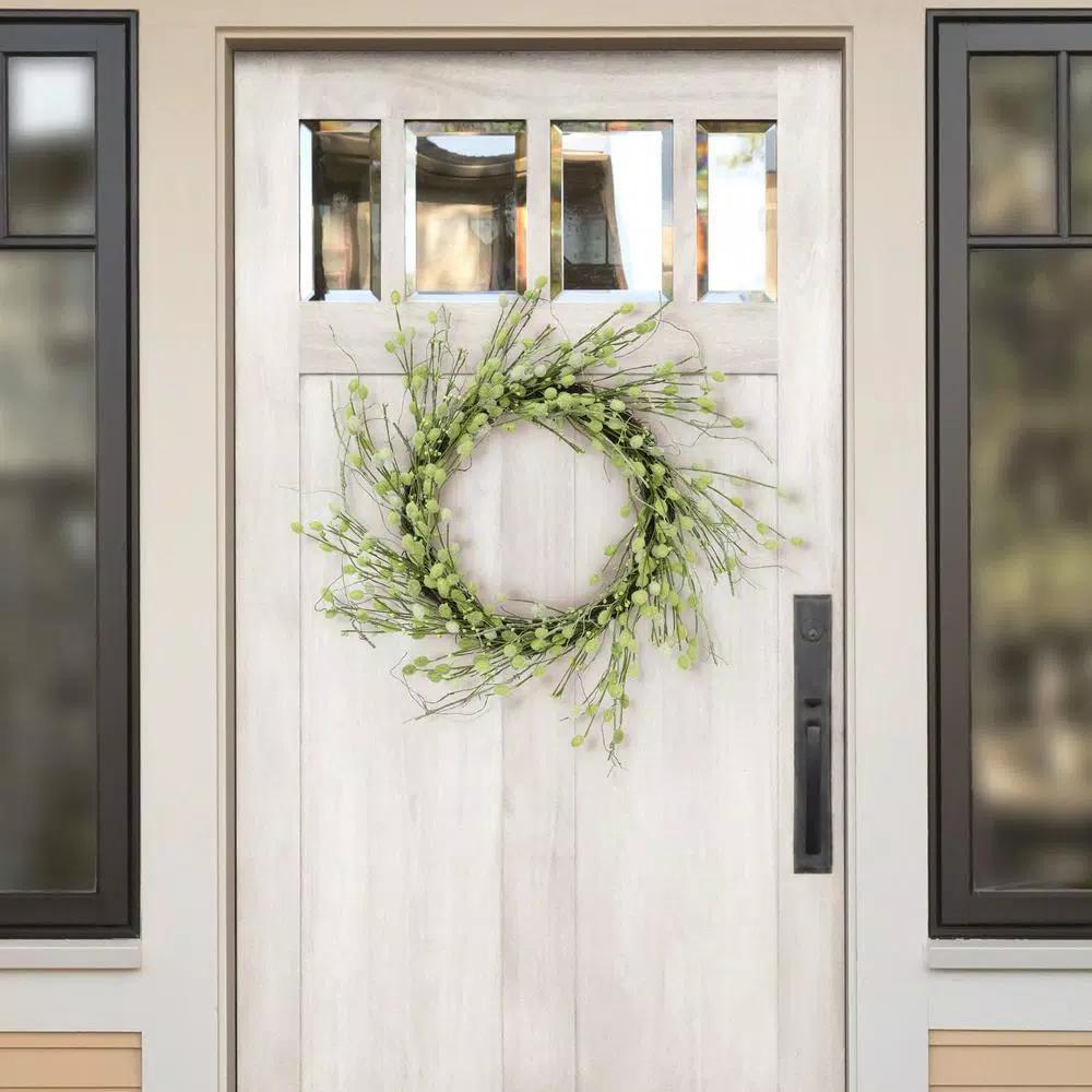 Unbranded Puleo International 24 in. Artificial Spring Willow Wreath - Purple and Yellow Floral Decor