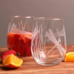 Rolf Glass Dragonfly 17 oz. Etched Stemless Wine Glass Set of 4, Clear Glassware thumbnail 3