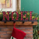 Glitzhome NOEL Buffalo Plaid Christmas Stocking Holder Set of 4 - Wood and Metal thumbnail 6