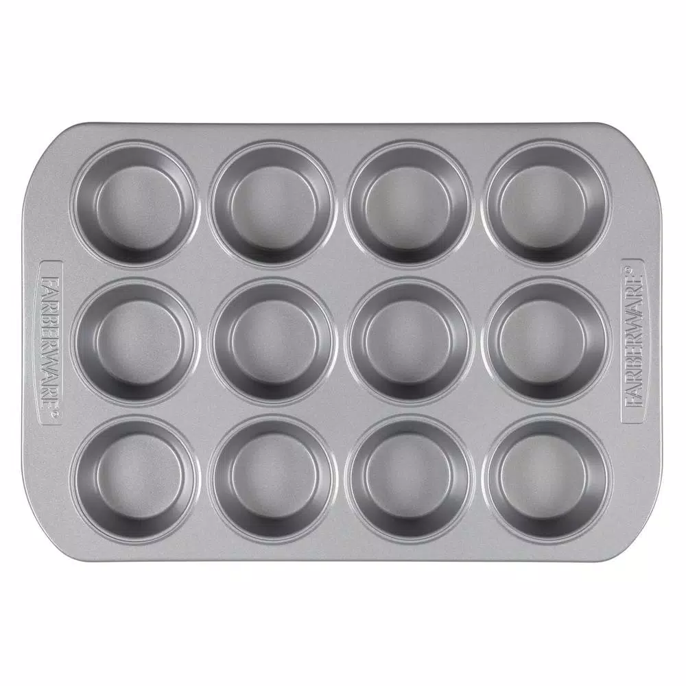 Unbranded Farberware 2-Piece Nonstick 12-Cup Muffin Pan Bakeware Set, Gray