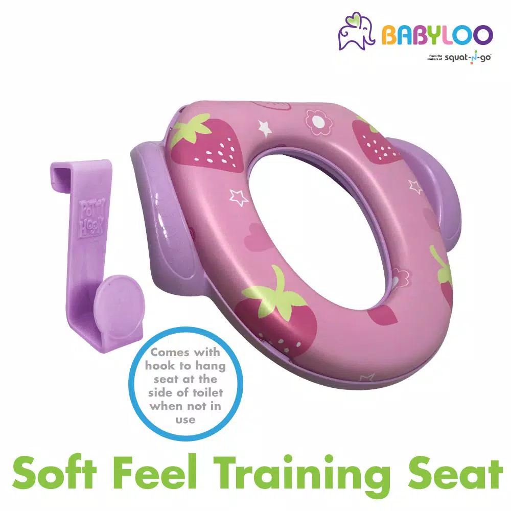 Babyloo Children's Soft Cushion Toilet Seat with Handles and Splash Guard - Pink