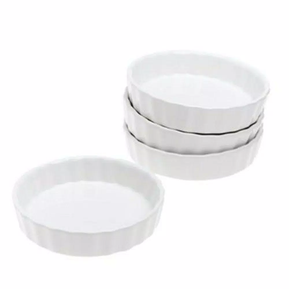 BonJour White Porcelain Oval Creme Brulee Ramekins, 4-Pack