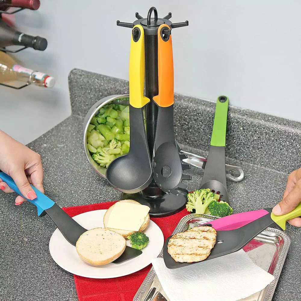 Southern Homewares 7-Piece Colorful Kitchen Utensil Set with Storage Holder