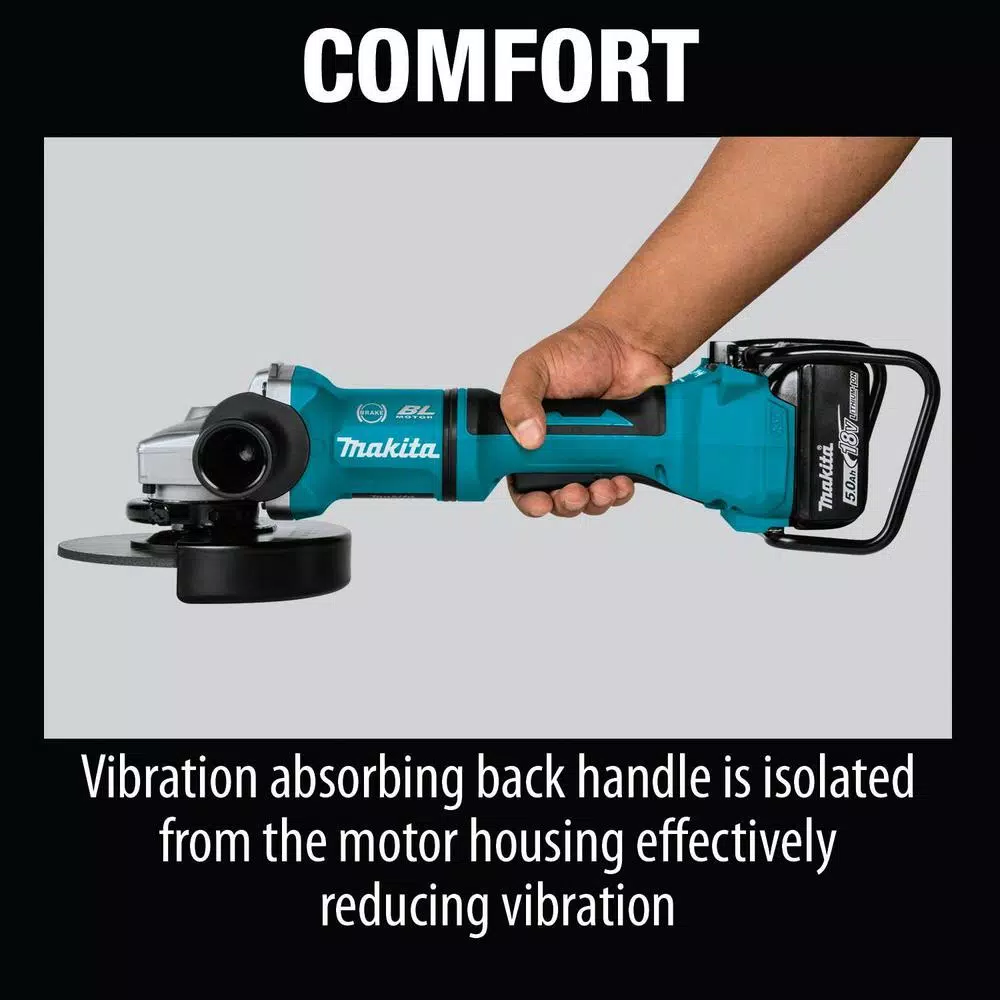 Makita 18V X2 LXT (36V) 7 in. Brushless Paddle Switch Angle Grinder Kit with 5.0 Ah Batteries & 10pk Grinding Wheels
