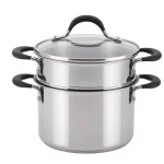 Circulon Momentum 3-Quart Stainless Steel Nonstick Saucepot with Steamer Insert and Glass Lid thumbnail 1