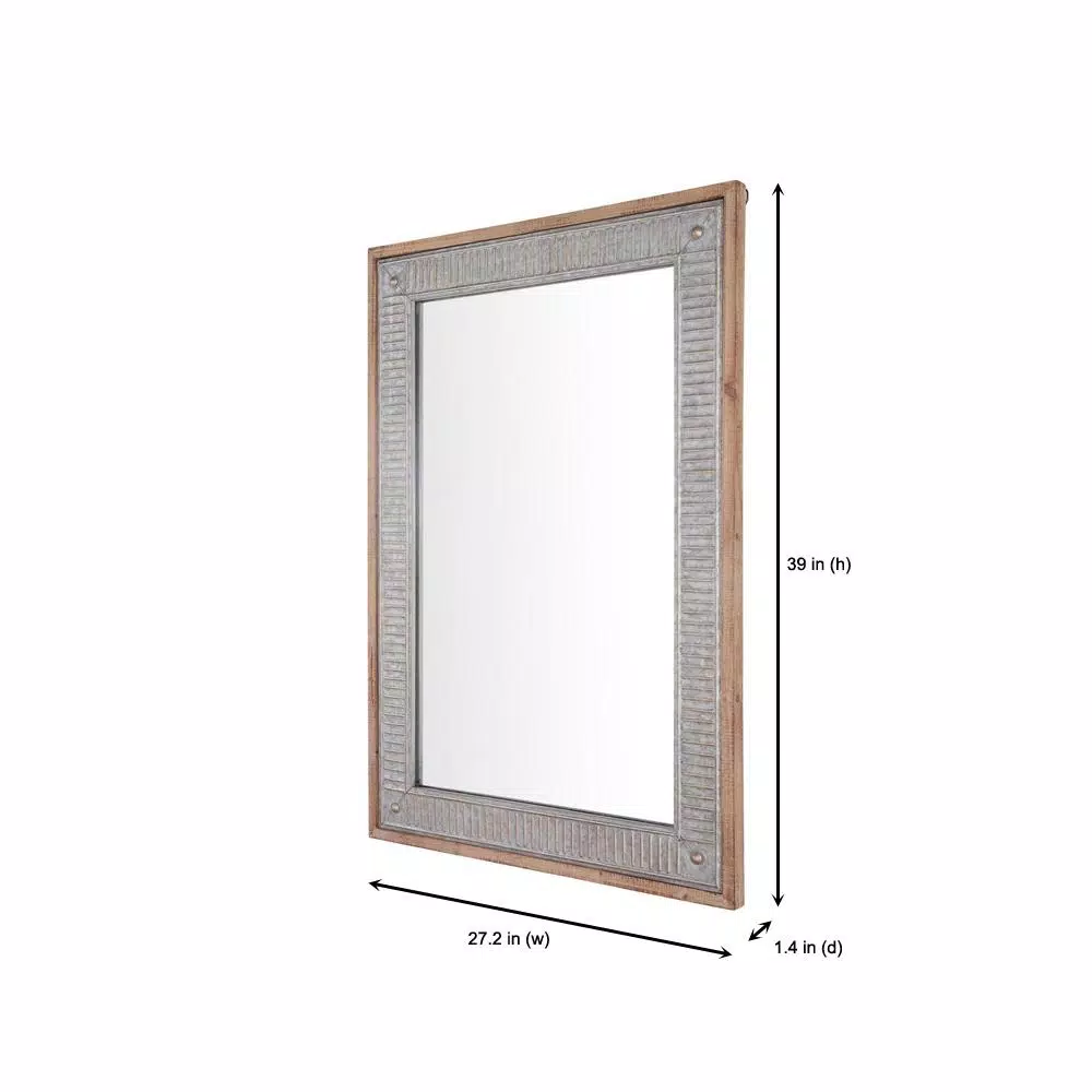 Home Decorators Collection Galvanized Antiqued Farmhouse Accent Mirror, 39 x 27 in.