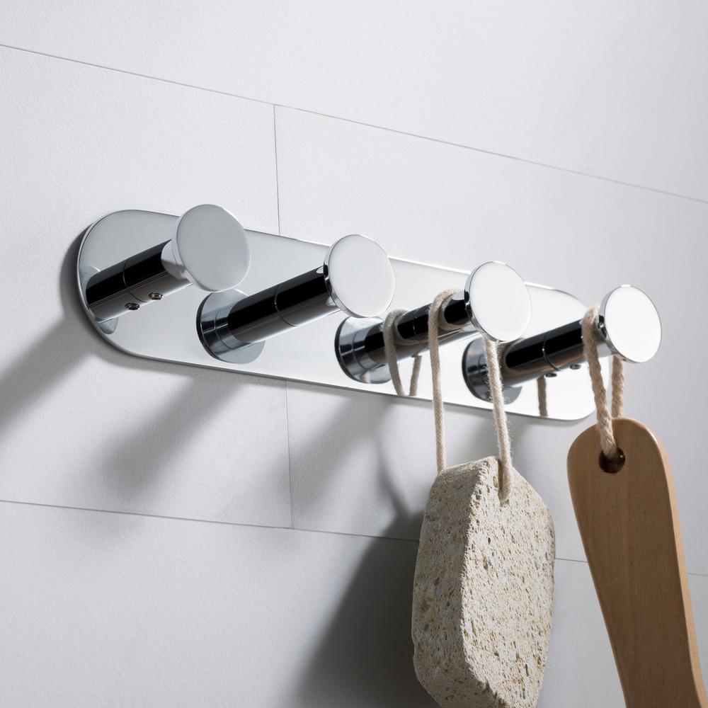 KRAUS Elie 4-Hook Bathroom Robe and Towel Rack, Chrome