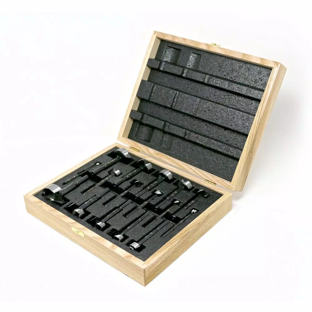 Fisch Black Shark Forstner Bit Set, 16-Piece High Speed Steel Imperial & Metric