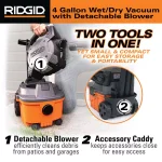 RIDGID 4 Gal. 6.0 Peak HP Wet/Dry Vacuum with Detachable Handheld Blower thumbnail 4