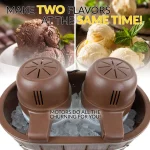 Nostalgia ICMW200DBL 4 Qt. Electric Double Flavor Ice Cream Maker, Brown Wood Grain thumbnail 6