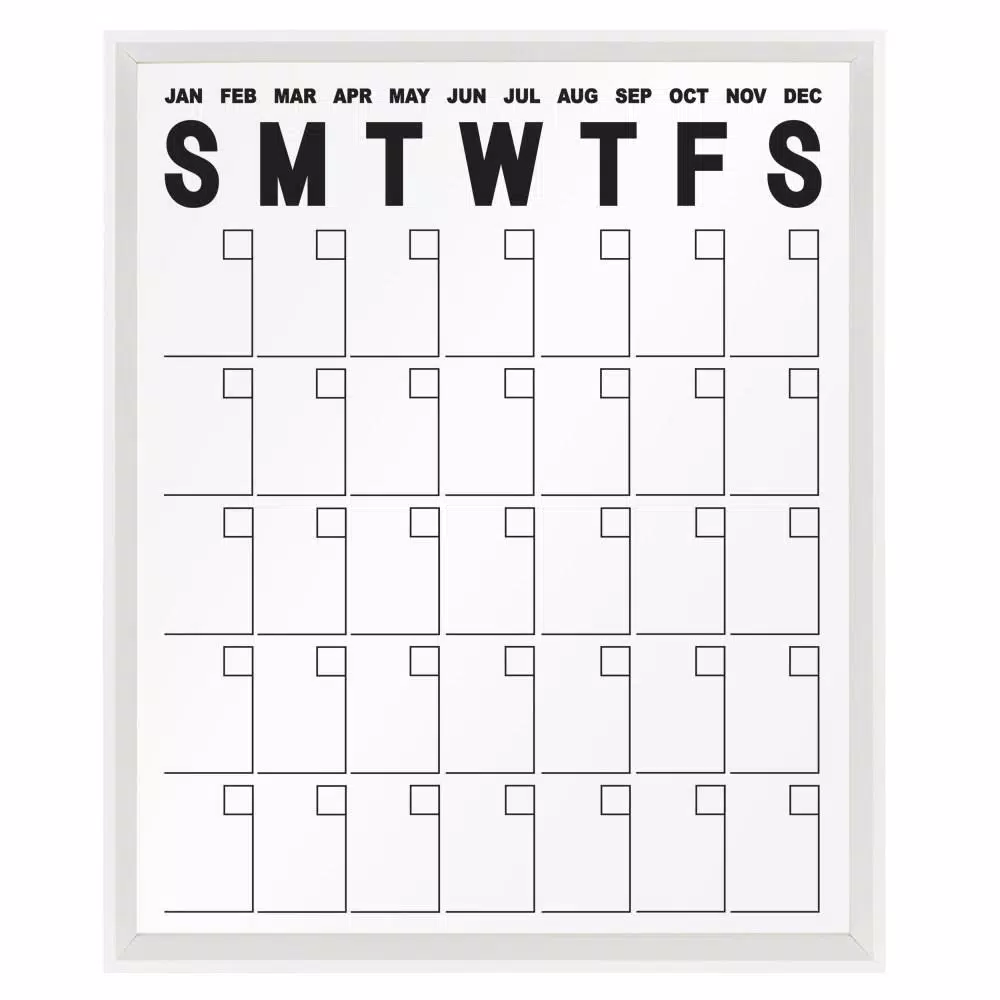 Kate and Laurel Calter White Acrylic Monthly Erasable Wall Calendar Memo Board