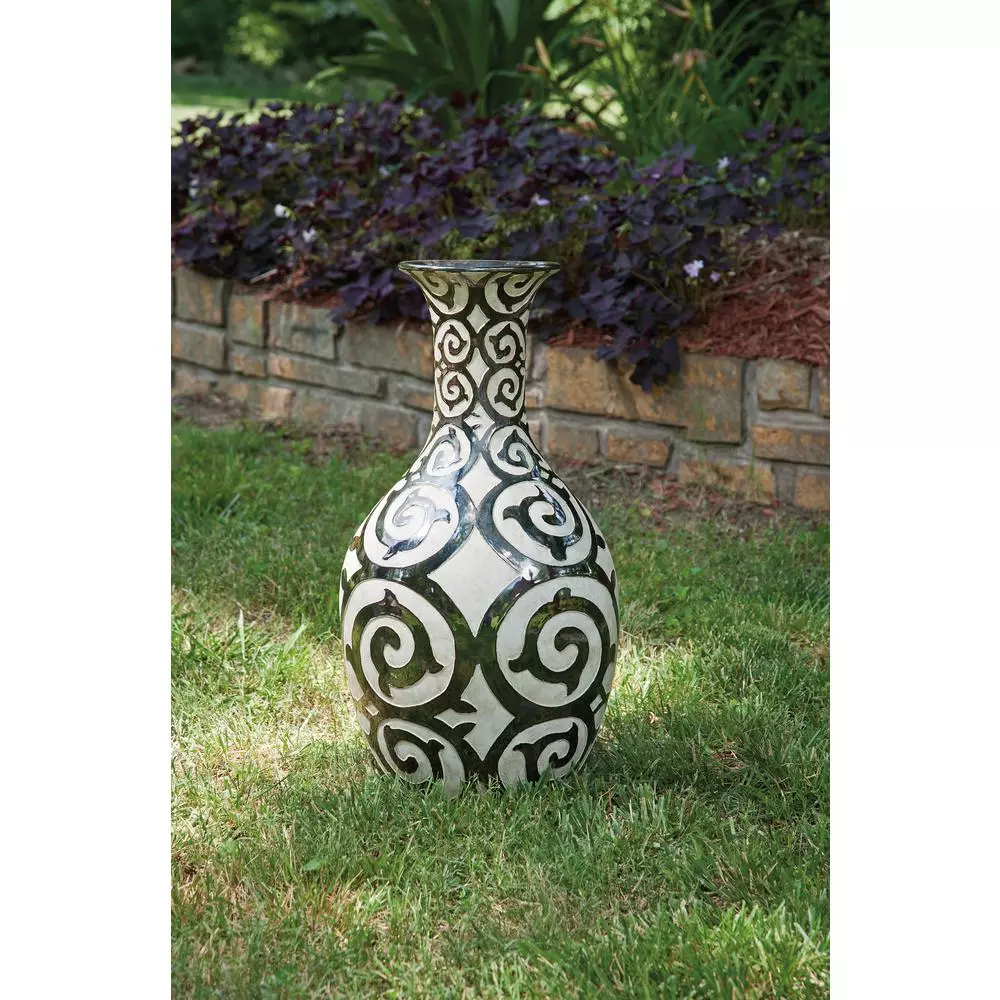 IMAX Benigna Beige Tall Oversized Floor Vase - Handcrafted Ceramic Amphora Decor