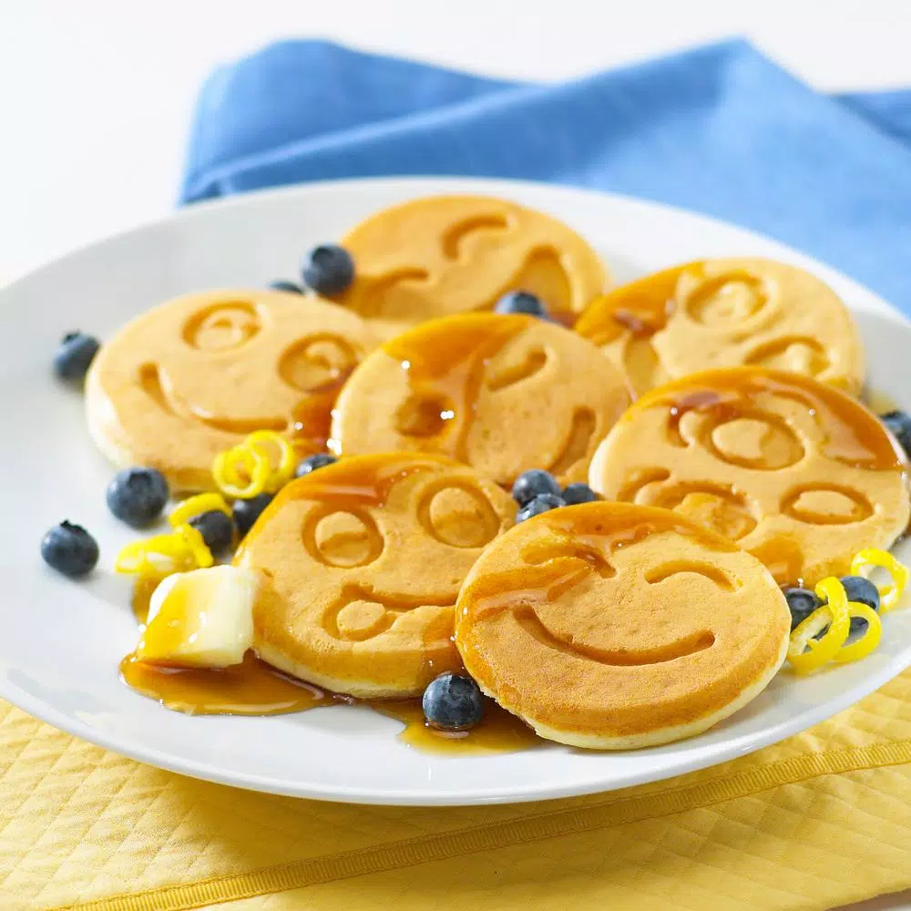 MegaChef Smiley Face Mini Pancake Maker - 7 Emoji Mold Aluminum Pan