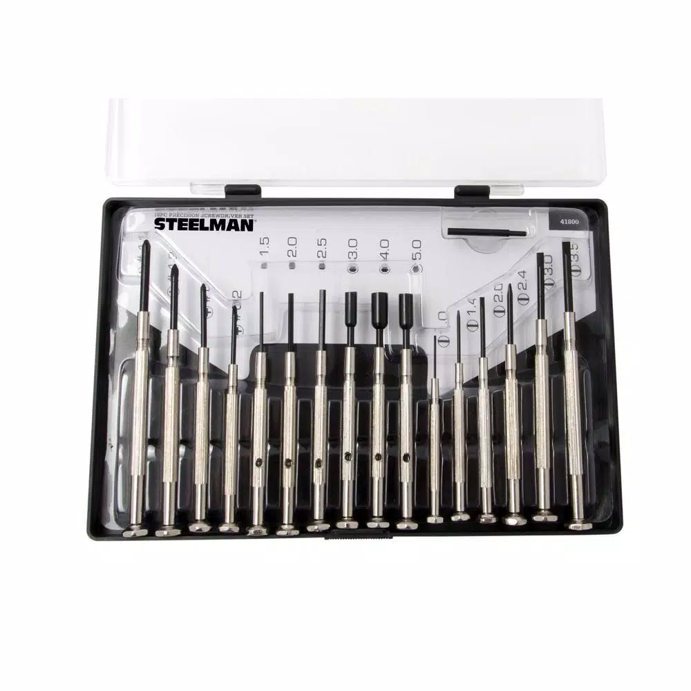 Steelman 41800 Precision Steel Shaft Screwdriver Set, 16-Piece Combination Kit