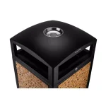 Alpine Industries 40 Gal. Stone & Steel Outdoor Commercial Trash Can with Ash Tray Lid thumbnail 3