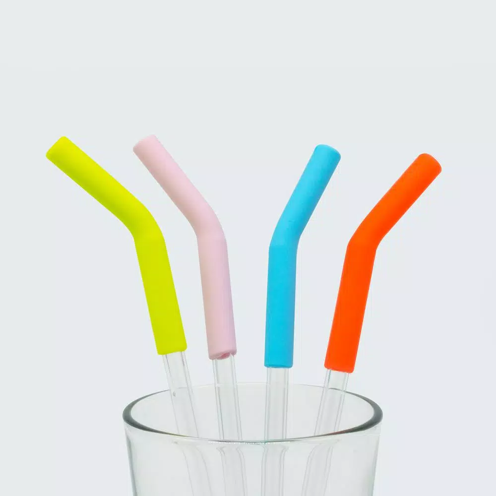 Cook Pro 10 Pc Reusable Borosilicate Glass Straw Set with Silicone Tips and Cleaning Brushes
