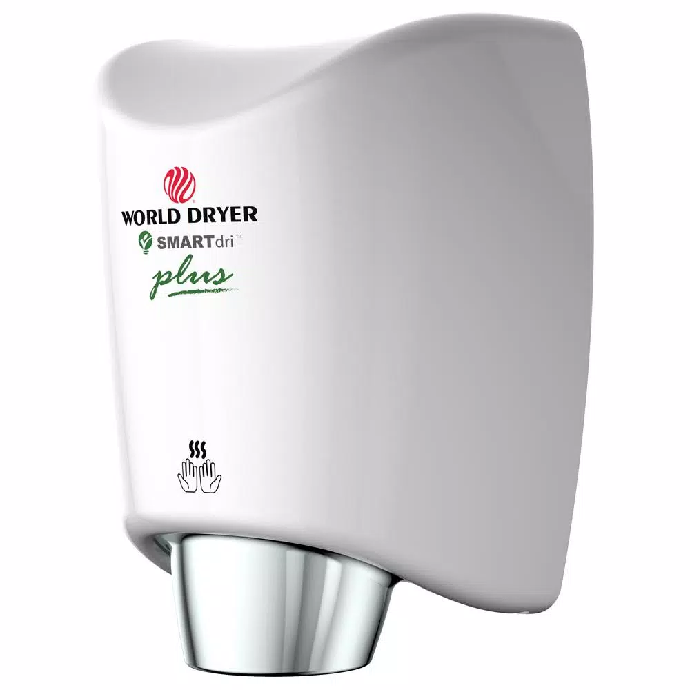 World Dryer SMARTdri Plus High Efficiency Automatic Electric Hand Dryer - White Aluminum