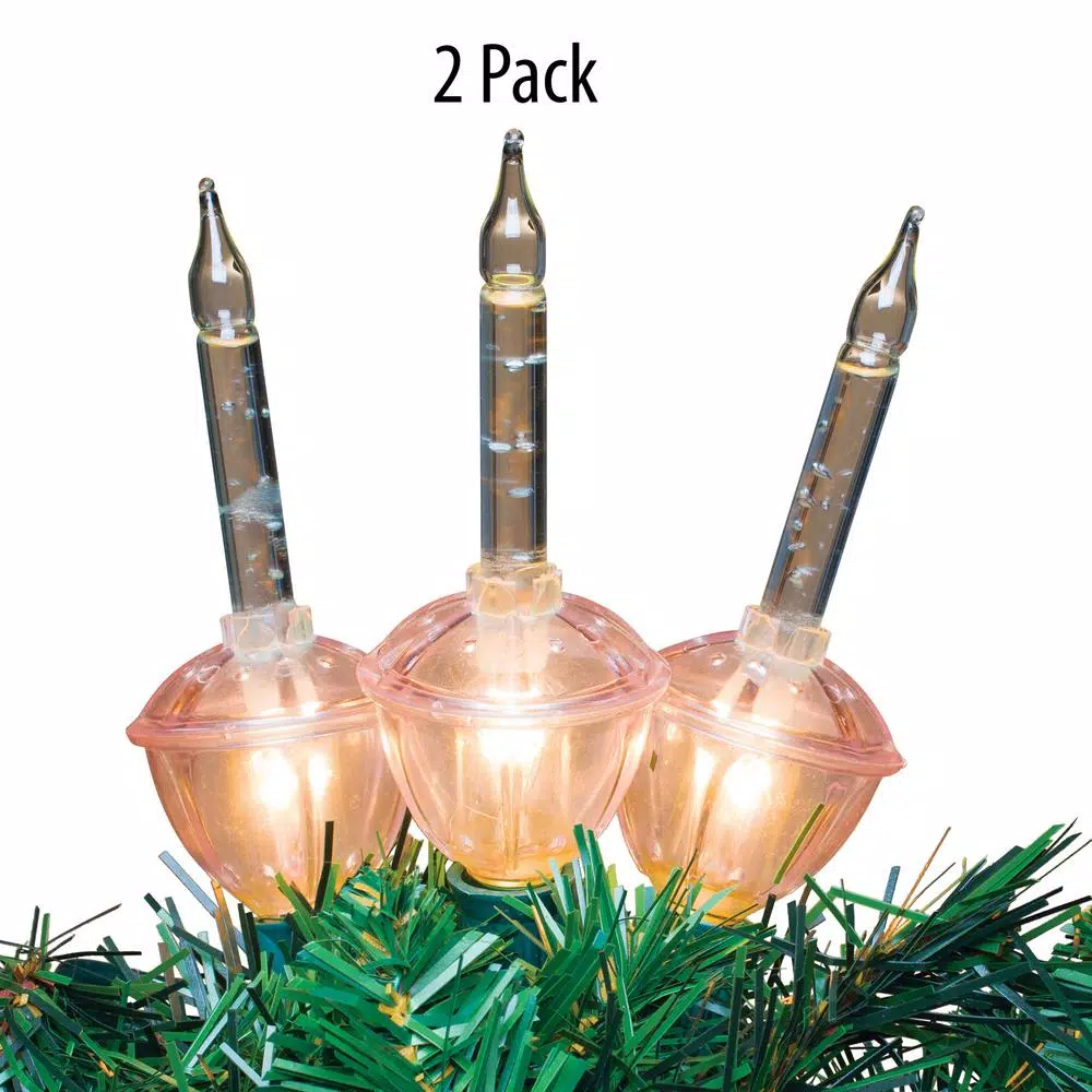 Unbranded Warm White Incandescent Bubble Light Sets, 9 ft. Green Wire (Set of 2)