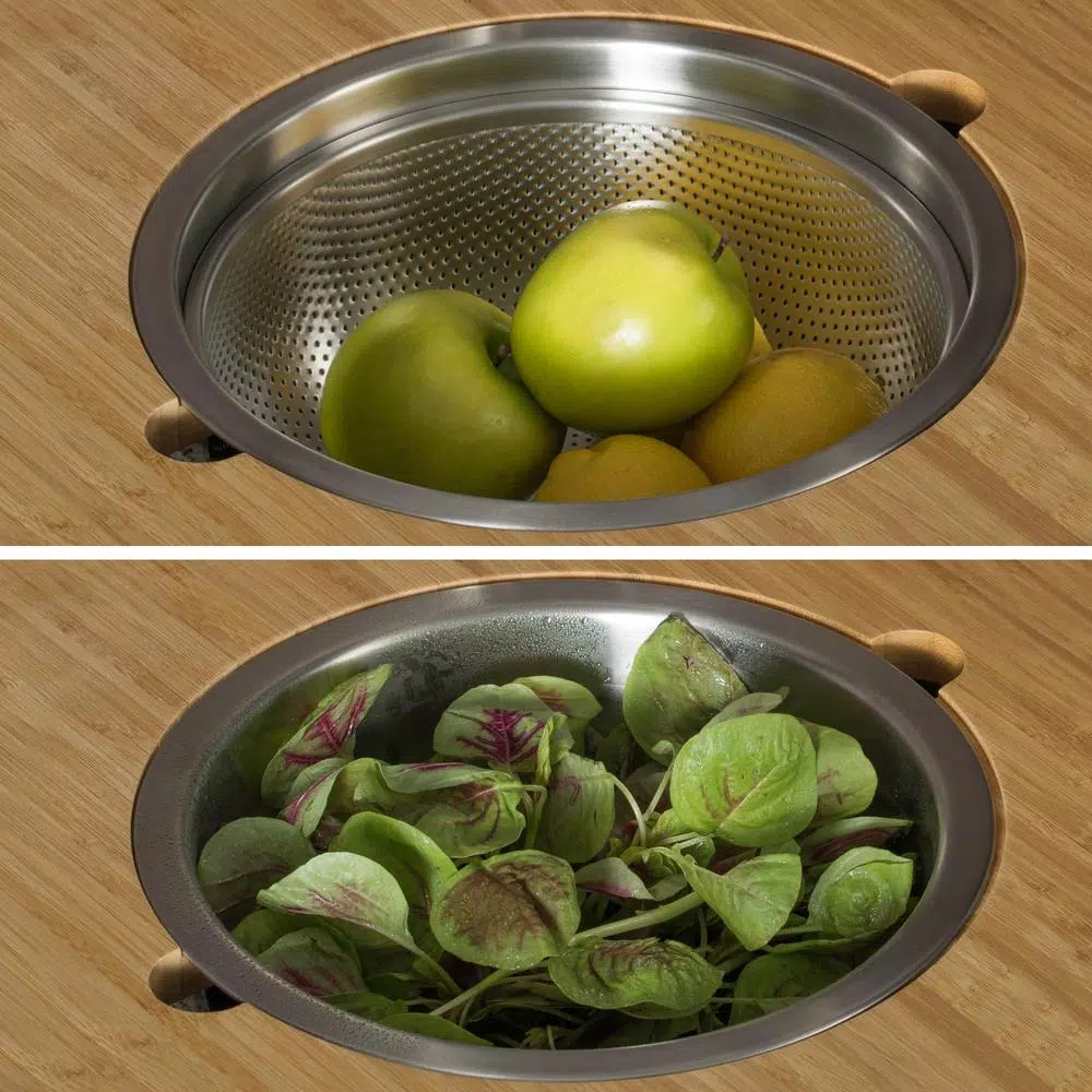 KRAUS Stainless Steel Mixing Bowl and Colander Set for Workstation Sinks