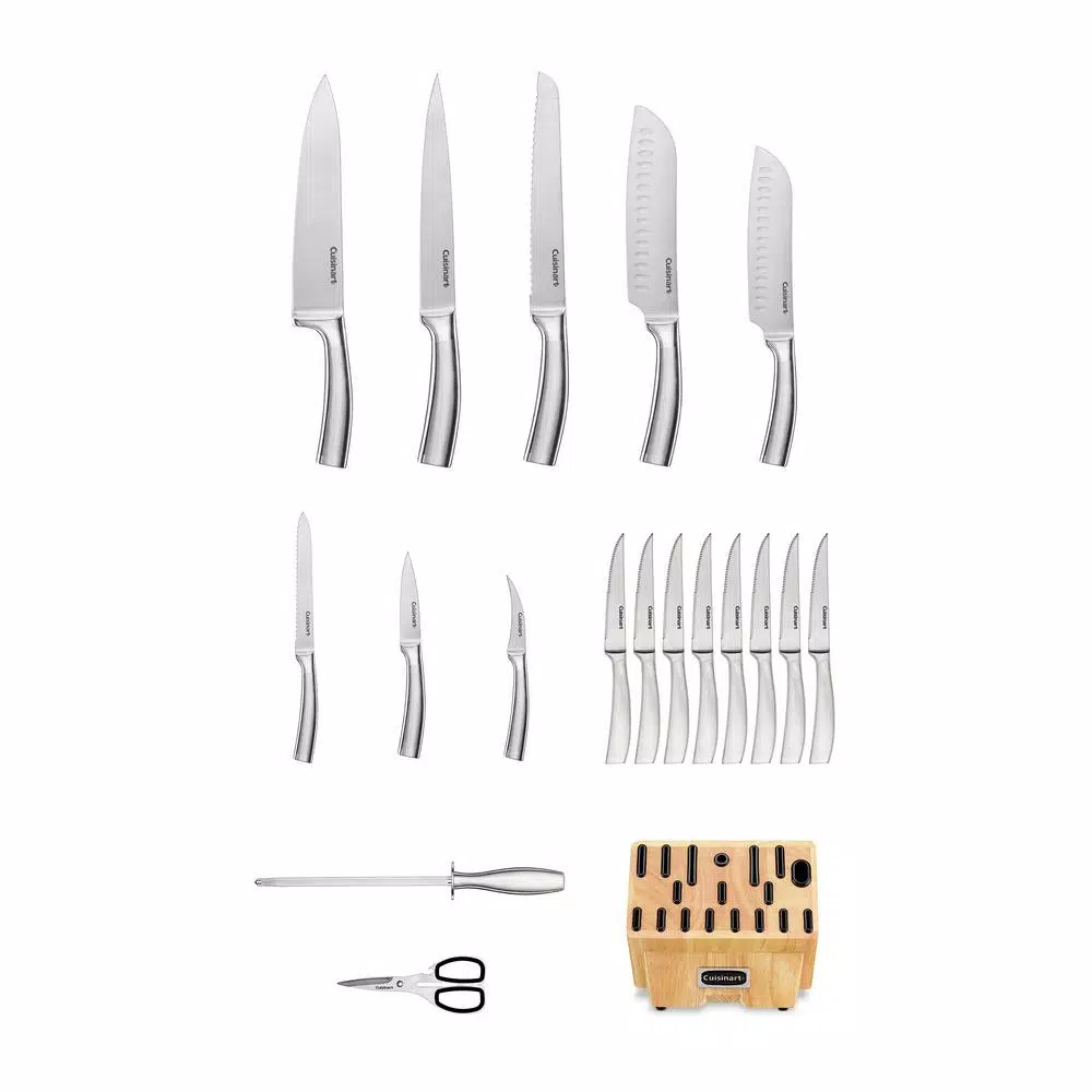 Cuisinart Normandy Collection 19-Piece Forged Stainless Steel Cutlery Block Set with Wood Block