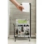 Basicwise Black Metal Toilet Paper Holder and Magazine Rack, Freestanding Dual-Purpose Bathroom Storage thumbnail 3