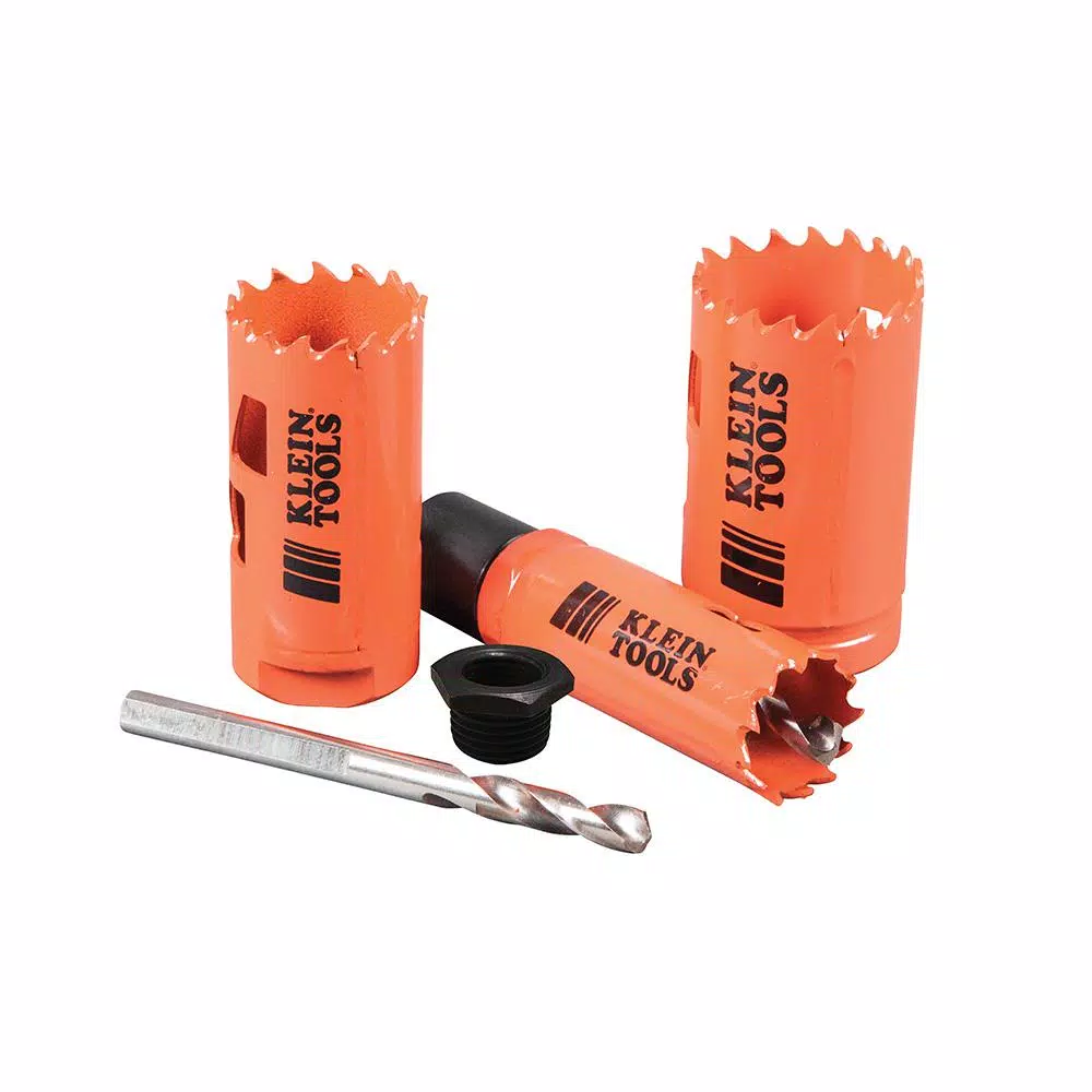 Klein Tools Bi-Metal Electrician's Hole Saw Kit with Arbor and Adapter, 3-Piece Set