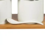 Unbranded Denmark Tools For Cooks 10-Piece White Porcelain Condiment Server Set with Bamboo Lids and Tray thumbnail 3
