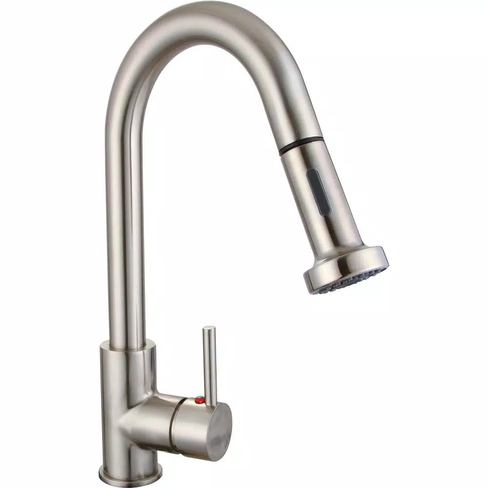 Vanity Art Brushed Nickel Single-Handle Pull-Down Kitchen Faucet with 360 Degree Swivel Spout