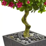Nearly Natural 3.5-Ft. Artificial Azalea Topiary Tree with Pink Blossoms in Slate Finished Planter thumbnail 3