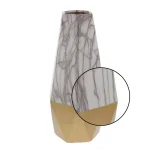 CosmoLiving by Cosmopolitan 14 in. Ceramic Gold and White Marble Glaze Modern Table Vase thumbnail 4