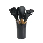 MegaChef 12-Piece Black Silicone and Wood Kitchen Utensil Set thumbnail 3