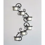 Stonebriar Collection Stonebriar Black Metal Ivy Swirl Candle Wall Sconce Set of 2 thumbnail 3