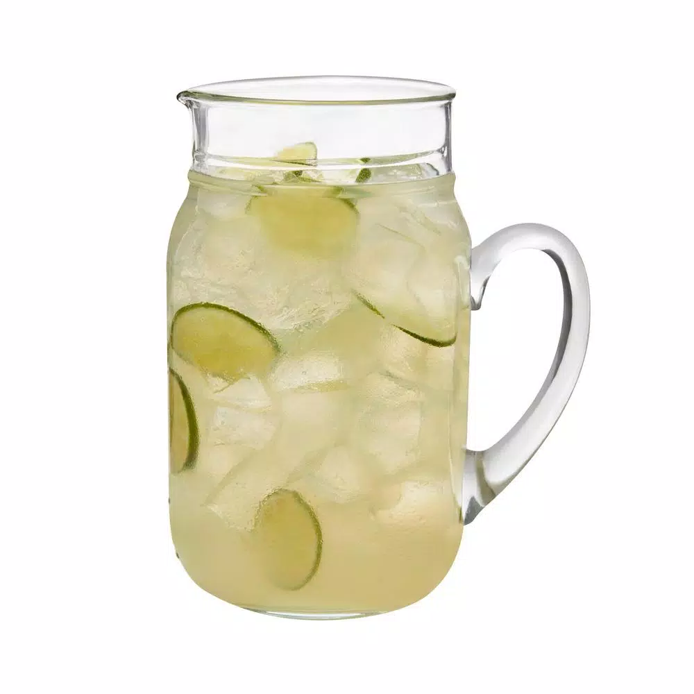 Libbey 82 oz. Clear Glass Drinking Jar Pitcher, Hand-Blown Rustic Design