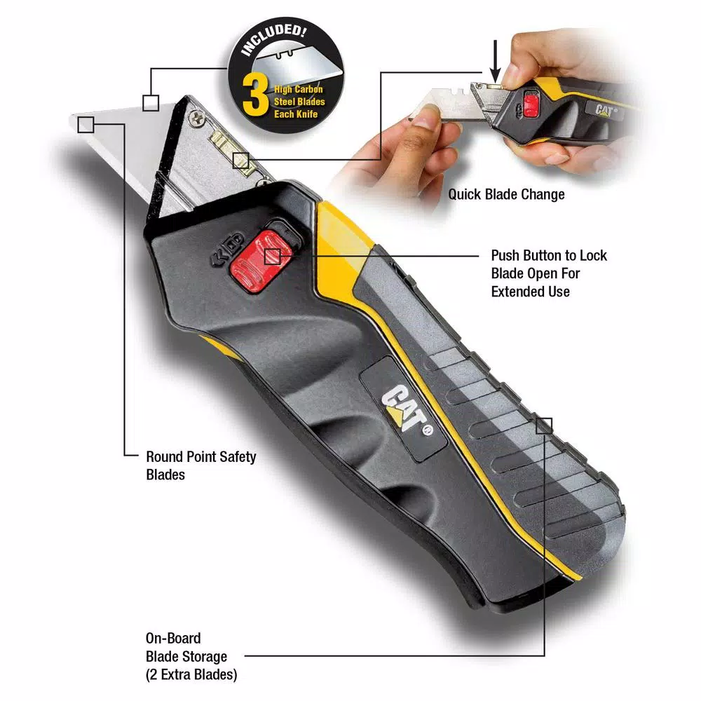 CAT Safety Utility Knife with Comfort Grip and On-Board Blade Storage