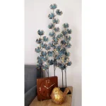 LITTON LANE Iron Metal Turquoise Ginkgo Leaves Sculpture with Gold Outline and Rectangular Base thumbnail 7