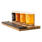 Cathy's Concepts Bamboo and Slate Craft Beer Tasting Flight Set with 4 Engraved 5.5 oz. Taster Glasses thumbnail 3