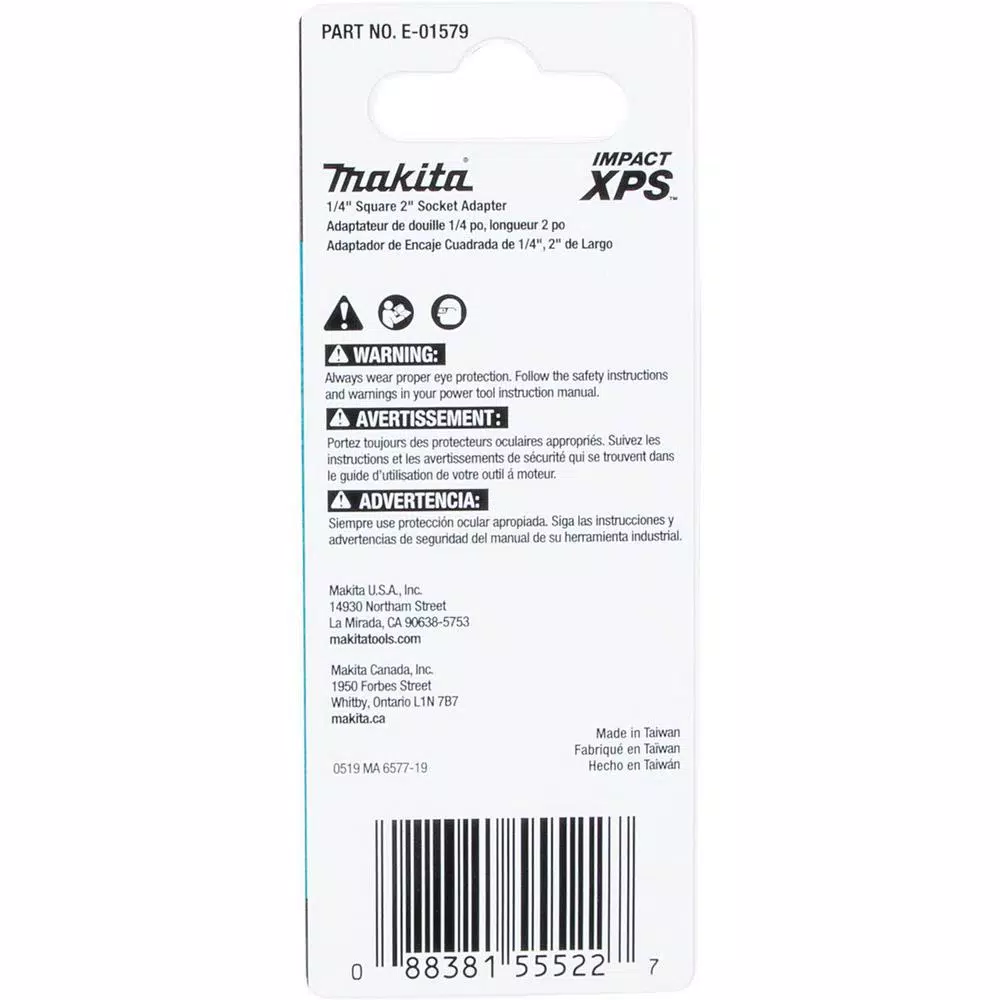 Makita ImpactXPS 1/4 in. Square 2 in. Socket Adapter for High-Torque Impact Drivers