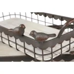 LITTON LANE Set of 3 Rectangular Farmhouse Decorative Trays with Bird Figurines, Brown Metal and Whitewashed Wood thumbnail 3