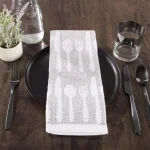 Lavish Home 8-Piece Cotton Kitchen Towel Set - Multi-Color Flatware Pattern Weave thumbnail 5