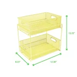 MIND READER Modern Yellow Metal Mesh 2-Tier Utensil Caddy and Flatware Organizer thumbnail 7