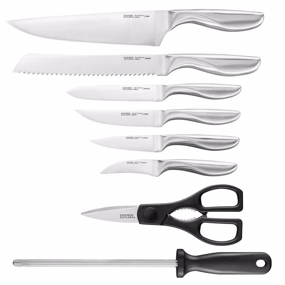 Chicago Cutlery Clybourn 12-Piece German Stainless Steel Knife Set with Grey Wood Block