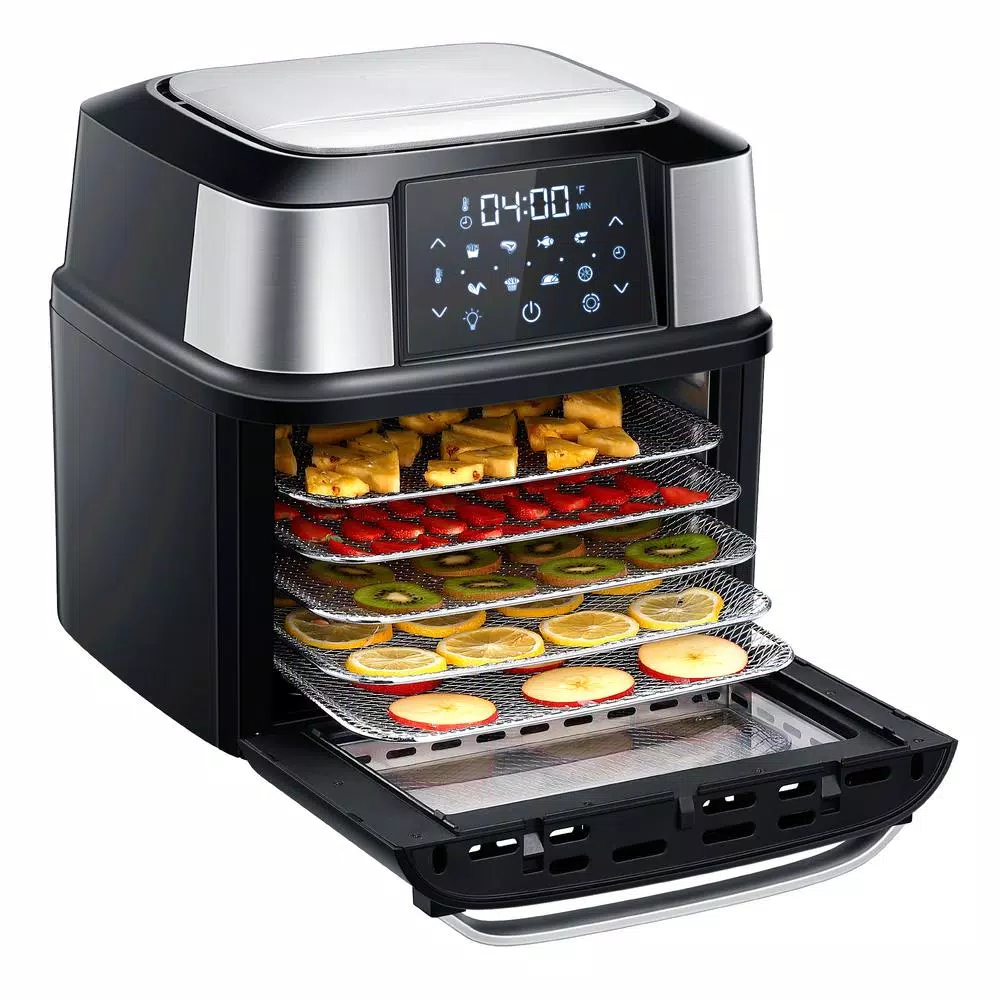 GoWISE USA Mojave 5-Tray Air Fryer Dehydrator & Rotisserie Oven, 1800W, Black/Stainless Steel