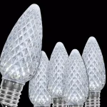 Wintergreen Lighting OptiCore C9 LED Cool White Faceted Christmas Light Bulbs, 25-Pack thumbnail 1