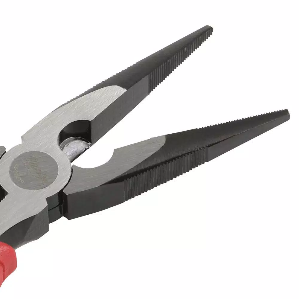 Milwaukee 8 in. Long Nose Pliers with Reaming Ridges and Fish Tape Puller