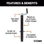 CURT A-Frame Trailer Jack with Top Handle, 2,000 lbs. Capacity, 15 in. Travel thumbnail 2